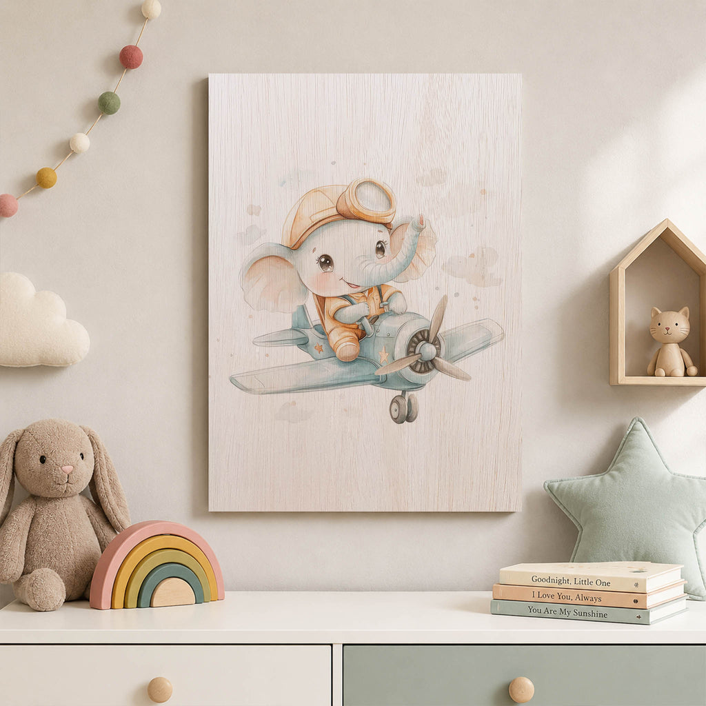 Elephant Pilot Wood Print by OnWood Australia