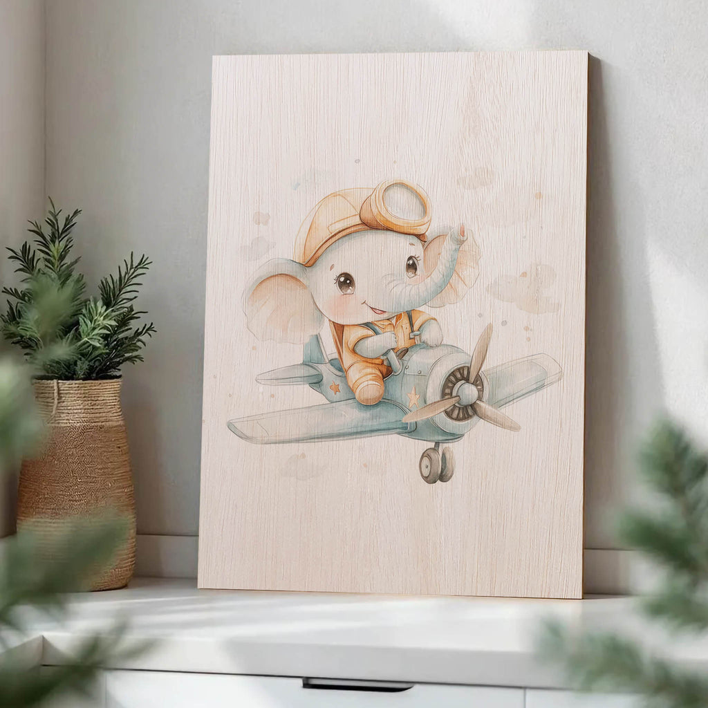 Elephant Pilot Wood Print by OnWood Australia
