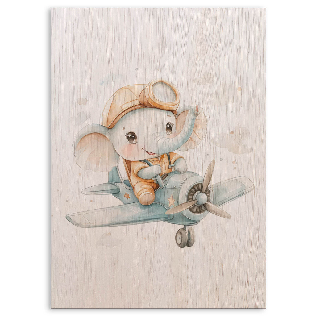 Elephant Pilot Wood Print by OnWood Australia