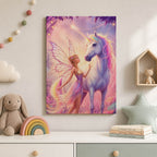Fairy with Unicorn Wood Print by OnWood Australia