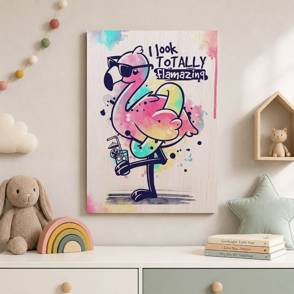 Flamazing Flamingo Wood Print by OnWood Australia