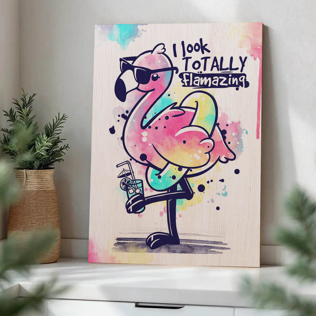 Flamazing Flamingo Wood Print by OnWood Australia