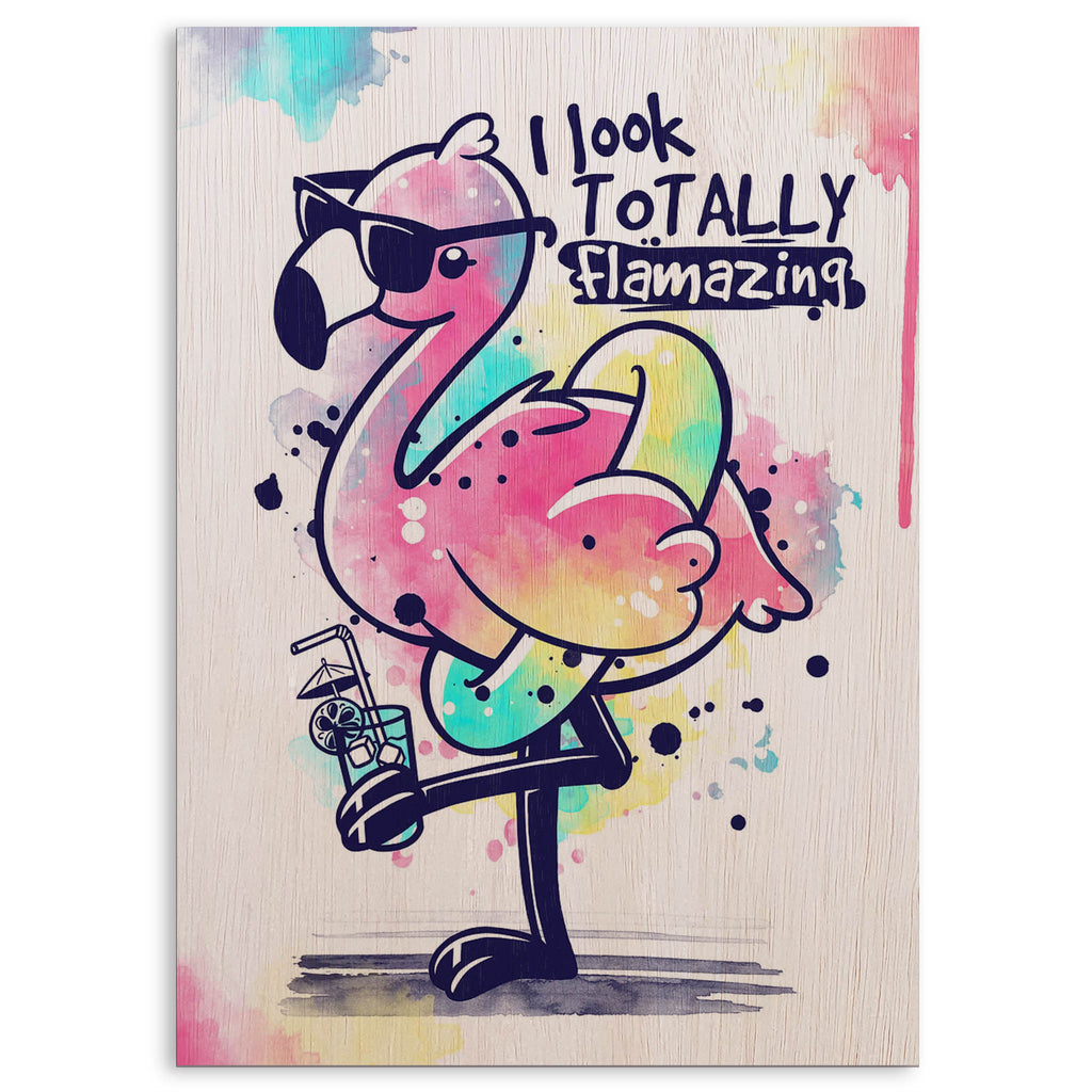 Flamazing Flamingo Wood Print by OnWood Australia