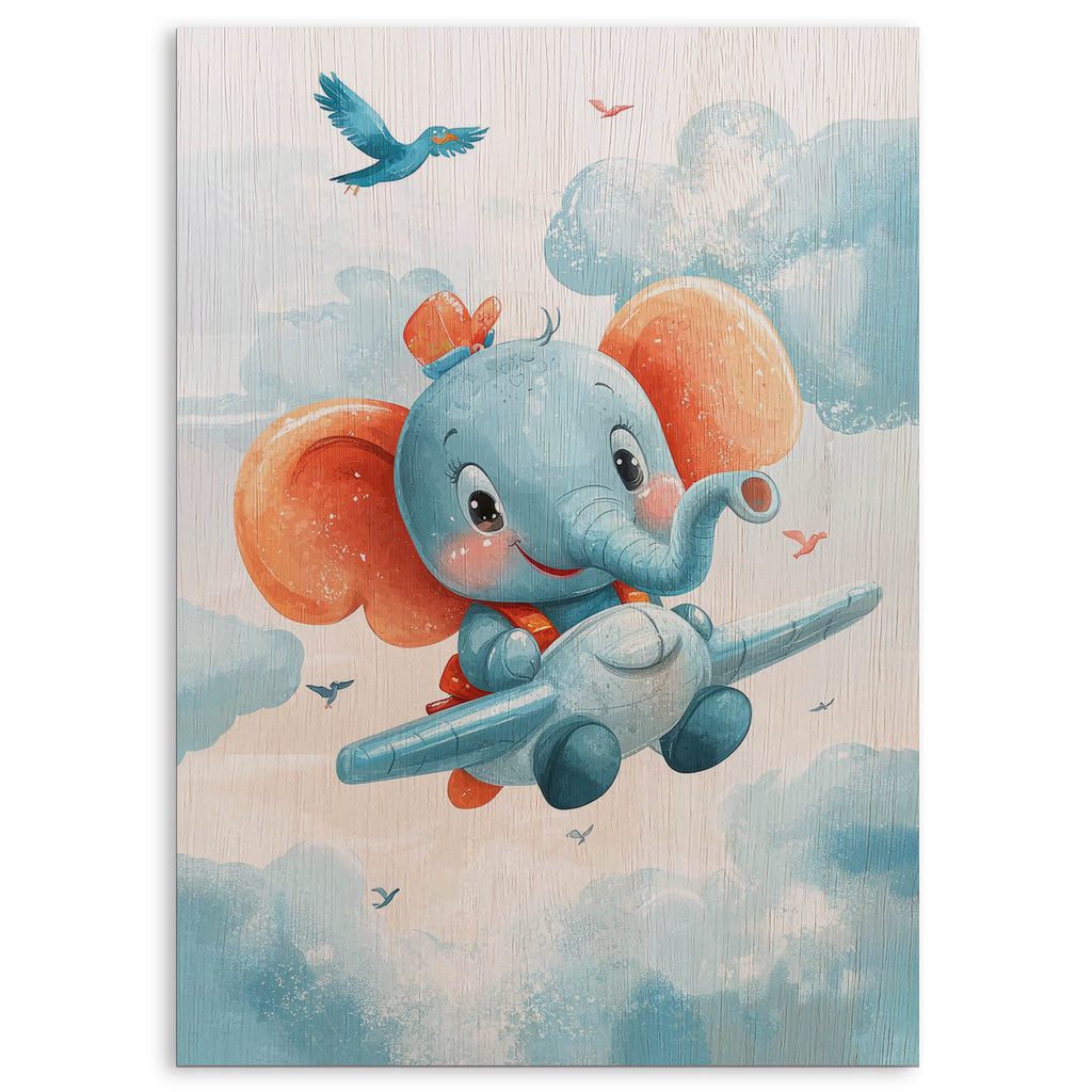 Flying Elephant Pilot Wood Print by OnWood Australia