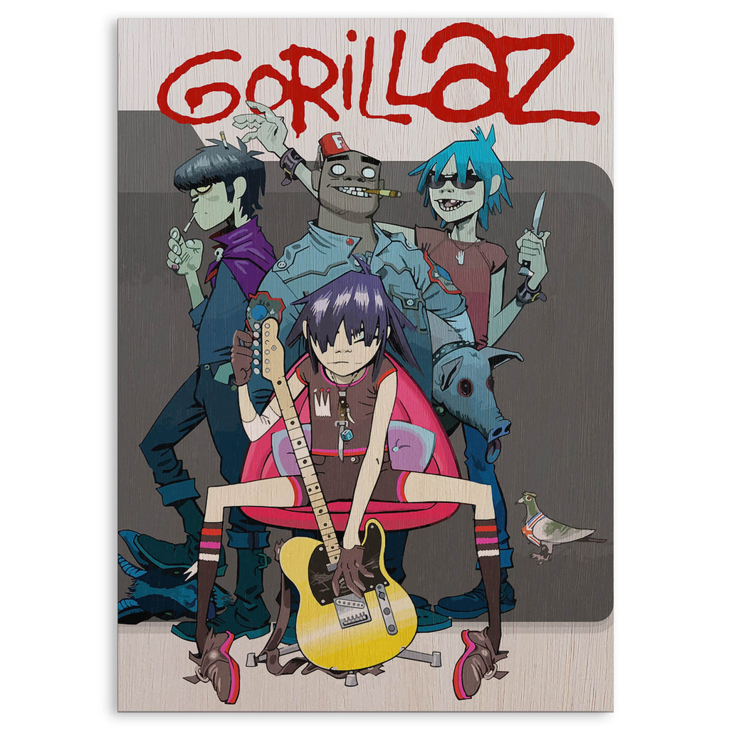 Gorillaz Wood Print by OnWood Australia