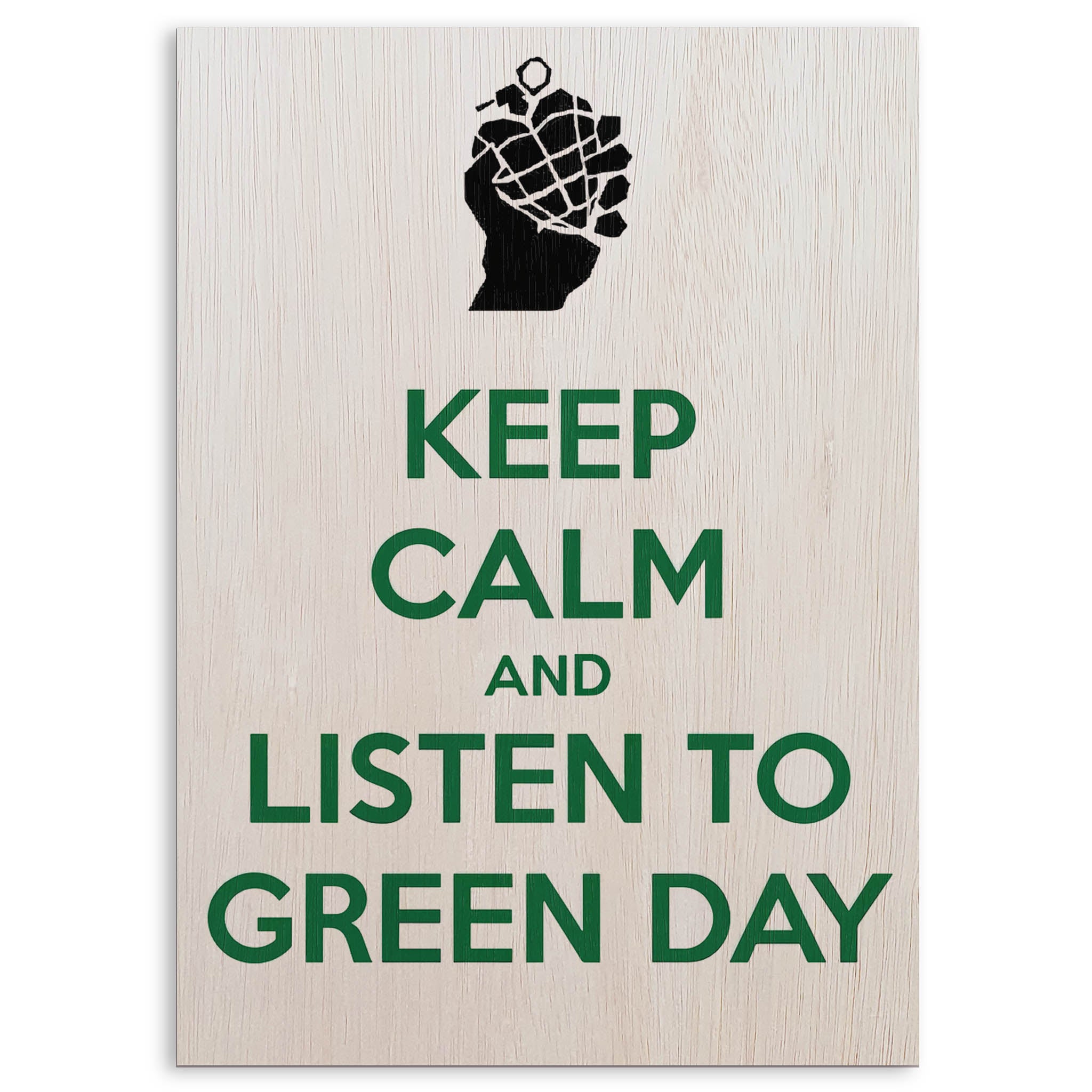 Green Day Keep Calm Wood Print by OnWood Australia