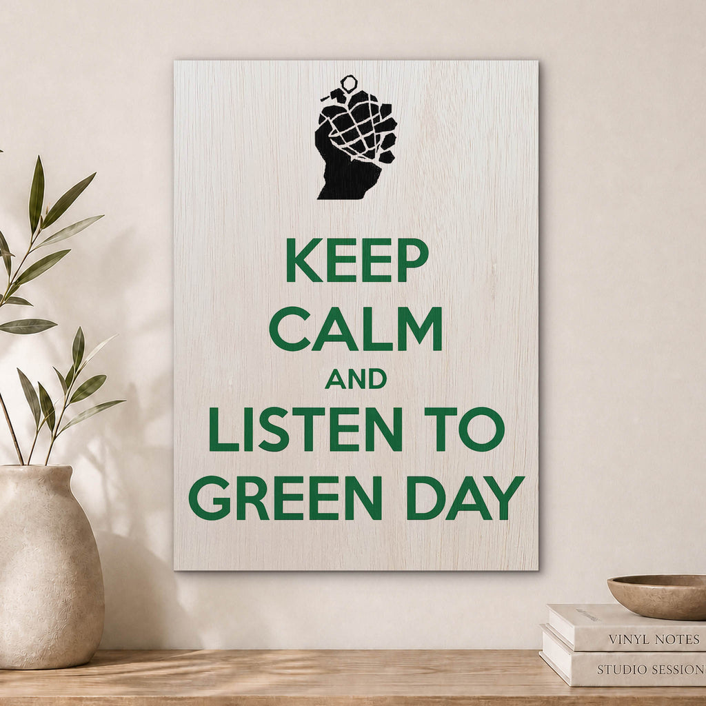 Green Day Keep Calm Wood Print by OnWood Australia