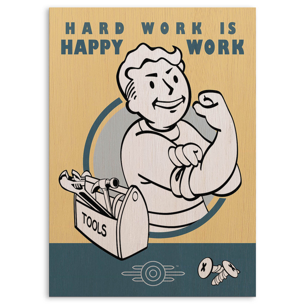 Hard Work Happy Work Wood Print by OnWood Australia