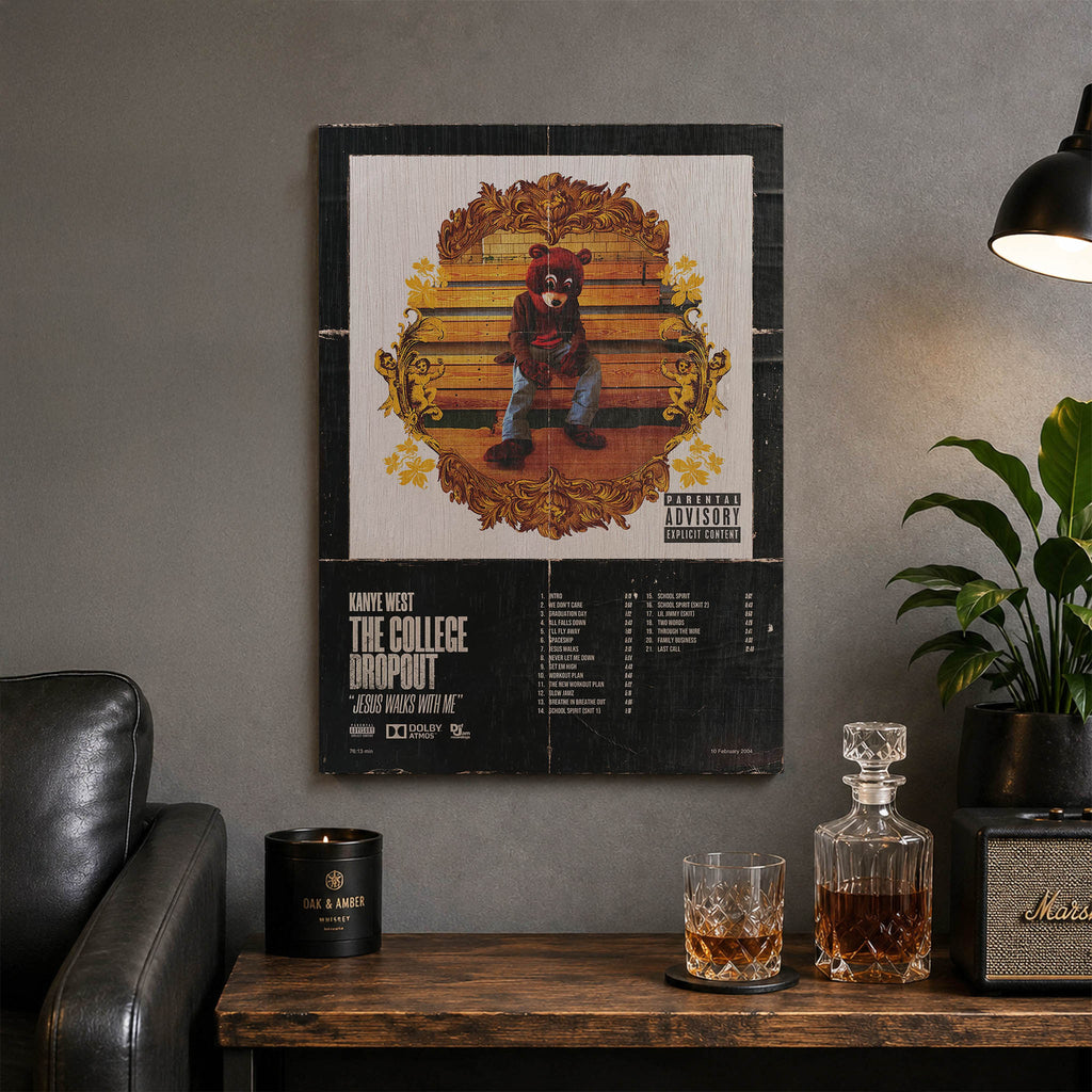 Kanye West College Dropout Wood Print by OnWood Australia
