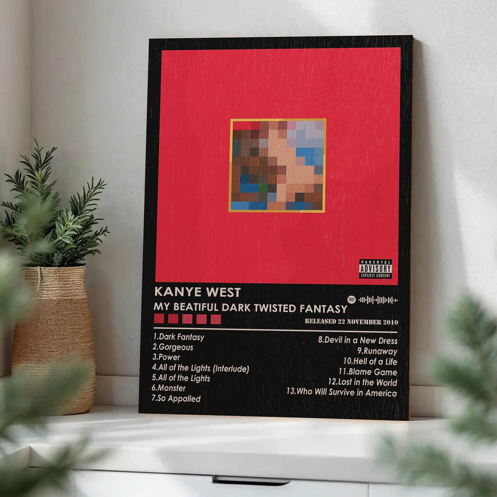 Kanye West My Beautiful Dark Twisted Fantasy Wood Print by OnWood Australia