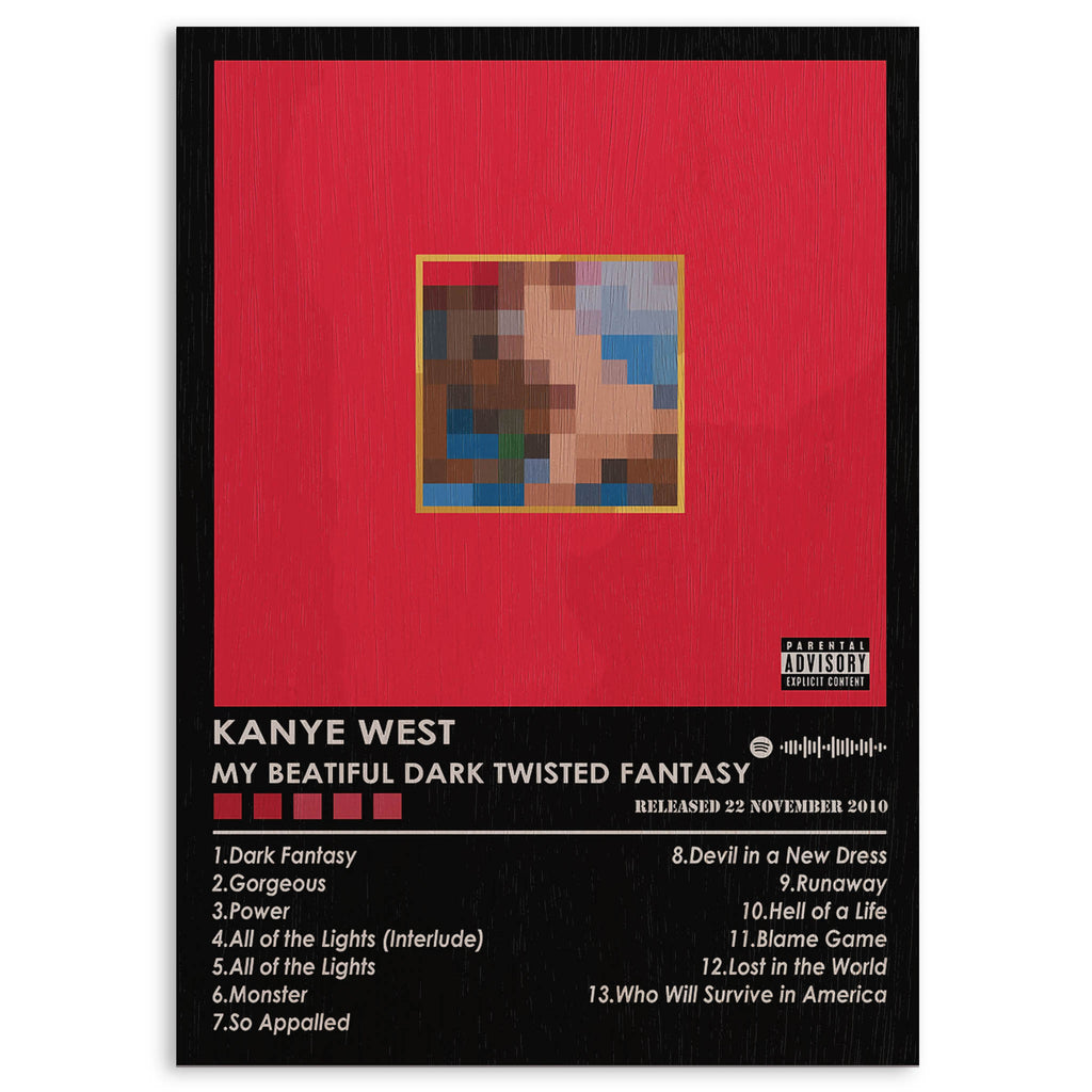 Kanye West My Beautiful Dark Twisted Fantasy Wood Print by OnWood Australia