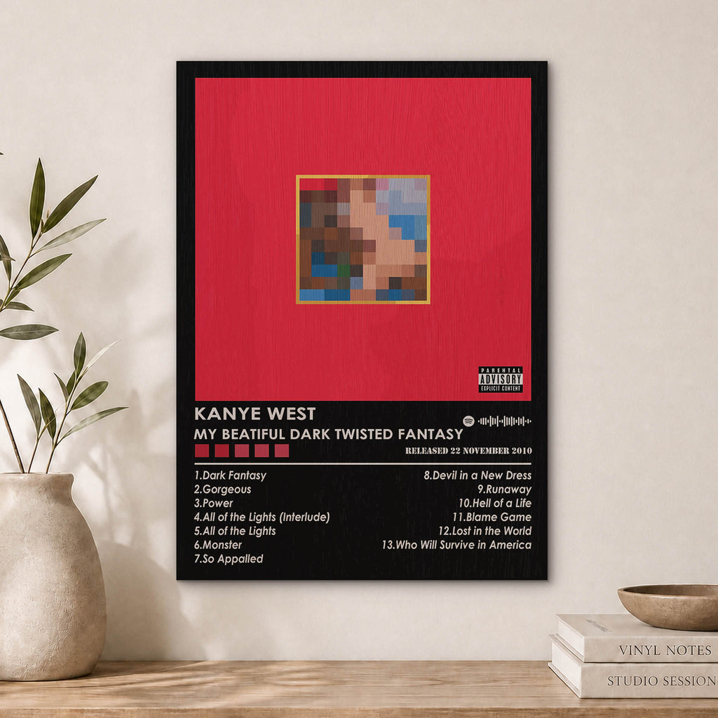 Kanye West My Beautiful Dark Twisted Fantasy Wood Print by OnWood Australia