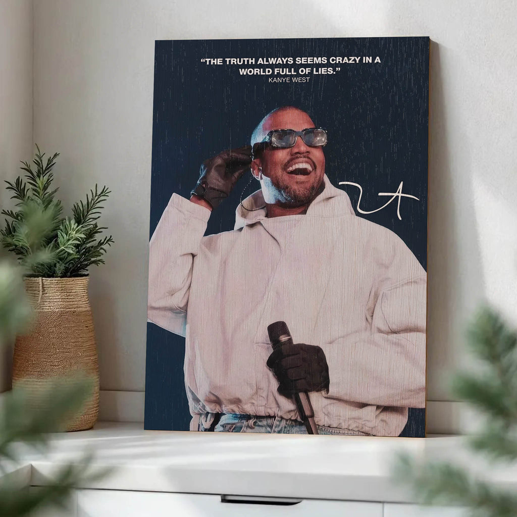 Kanye West Wood Print by OnWood Australia