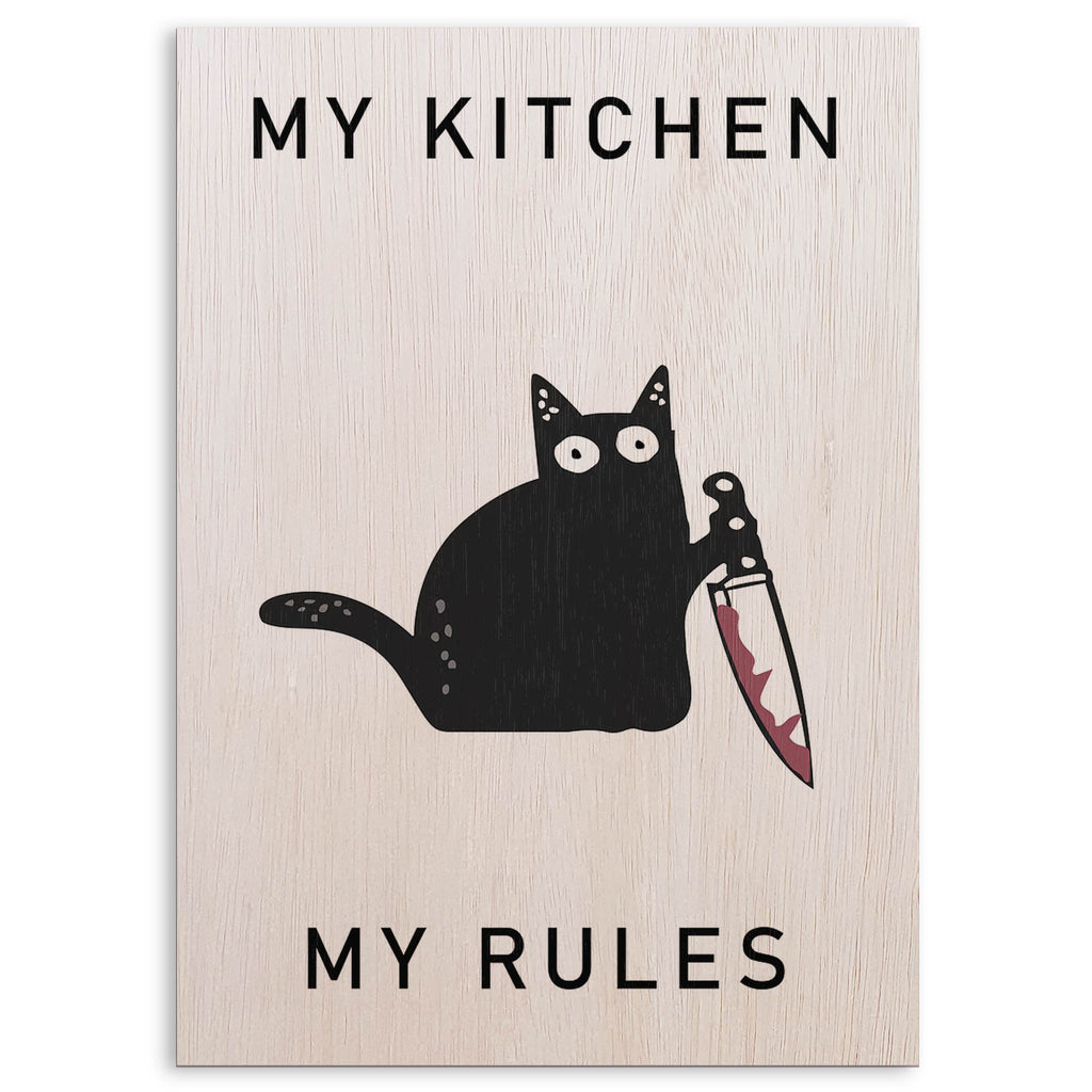 Kitchen Rules Cat Wood Print by OnWood Australia