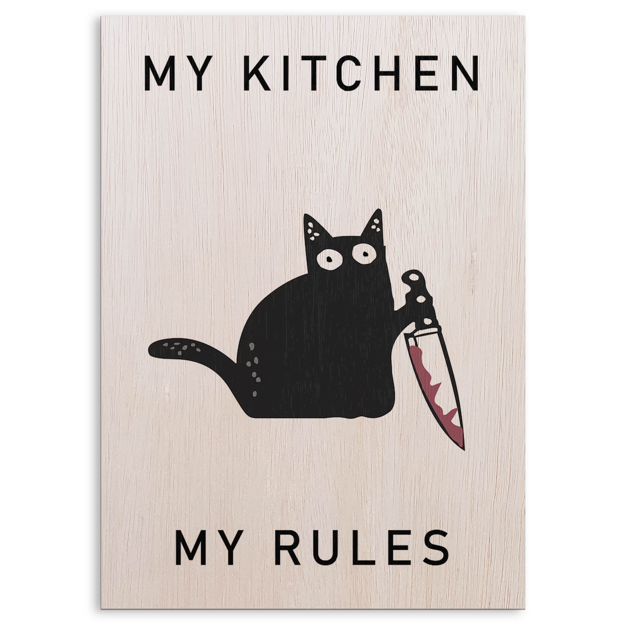 Kitchen Rules Cat Wood Print by OnWood Australia