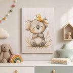 Koala and Bird Wood Print by OnWood Australia