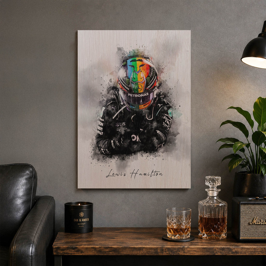 Lewis Hamilton Wood Print by OnWood Australia