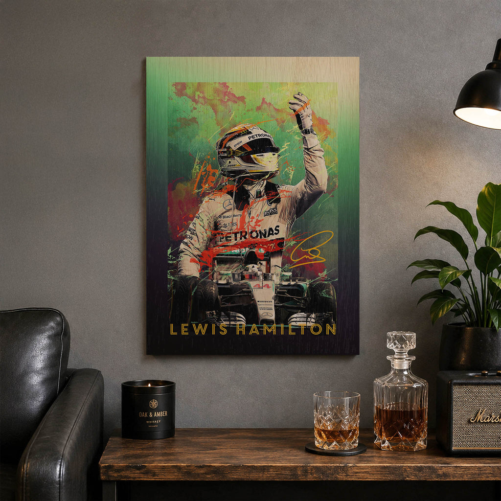 Lewis Hamilton Wood Print by OnWood Australia