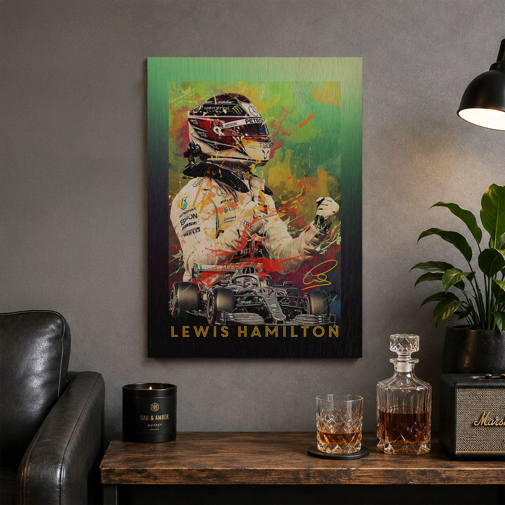 Lewis Hamilton Wood Print by OnWood Australia
