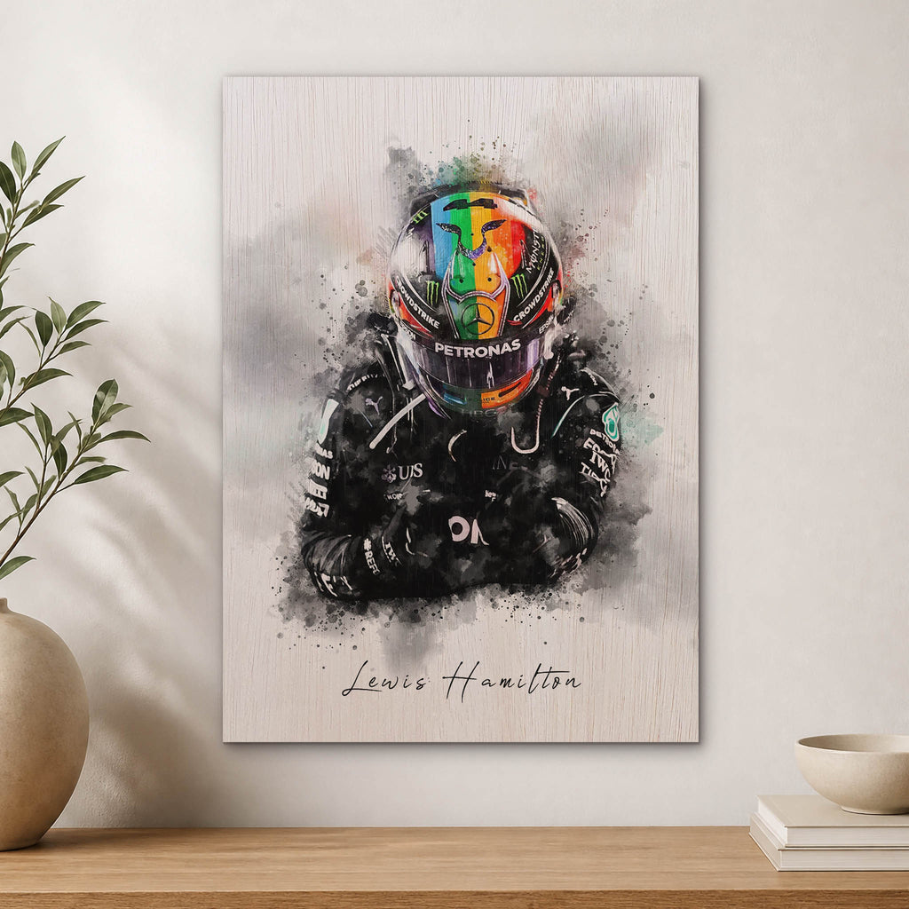 Lewis Hamilton Wood Print by OnWood Australia