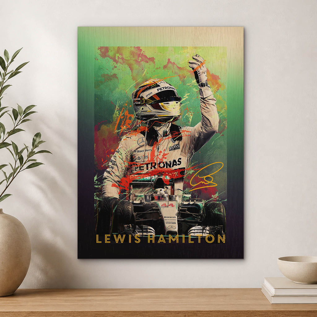 Lewis Hamilton Wood Print by OnWood Australia