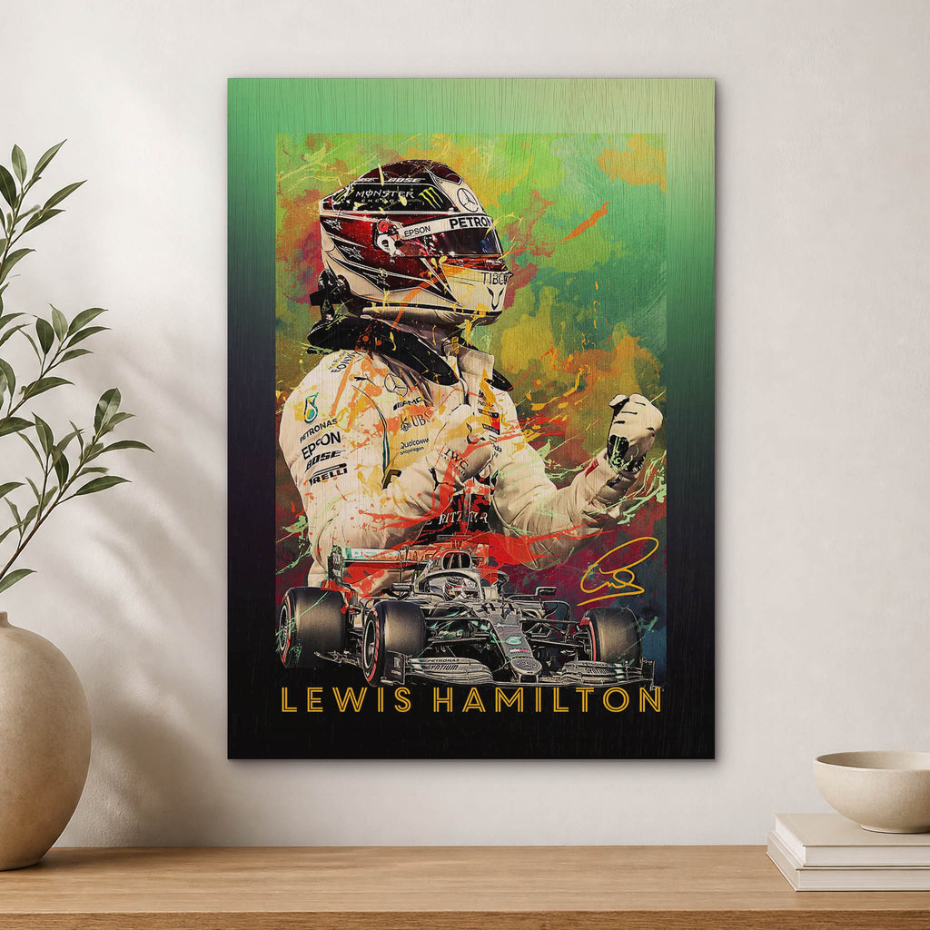 Lewis Hamilton Wood Print by OnWood Australia