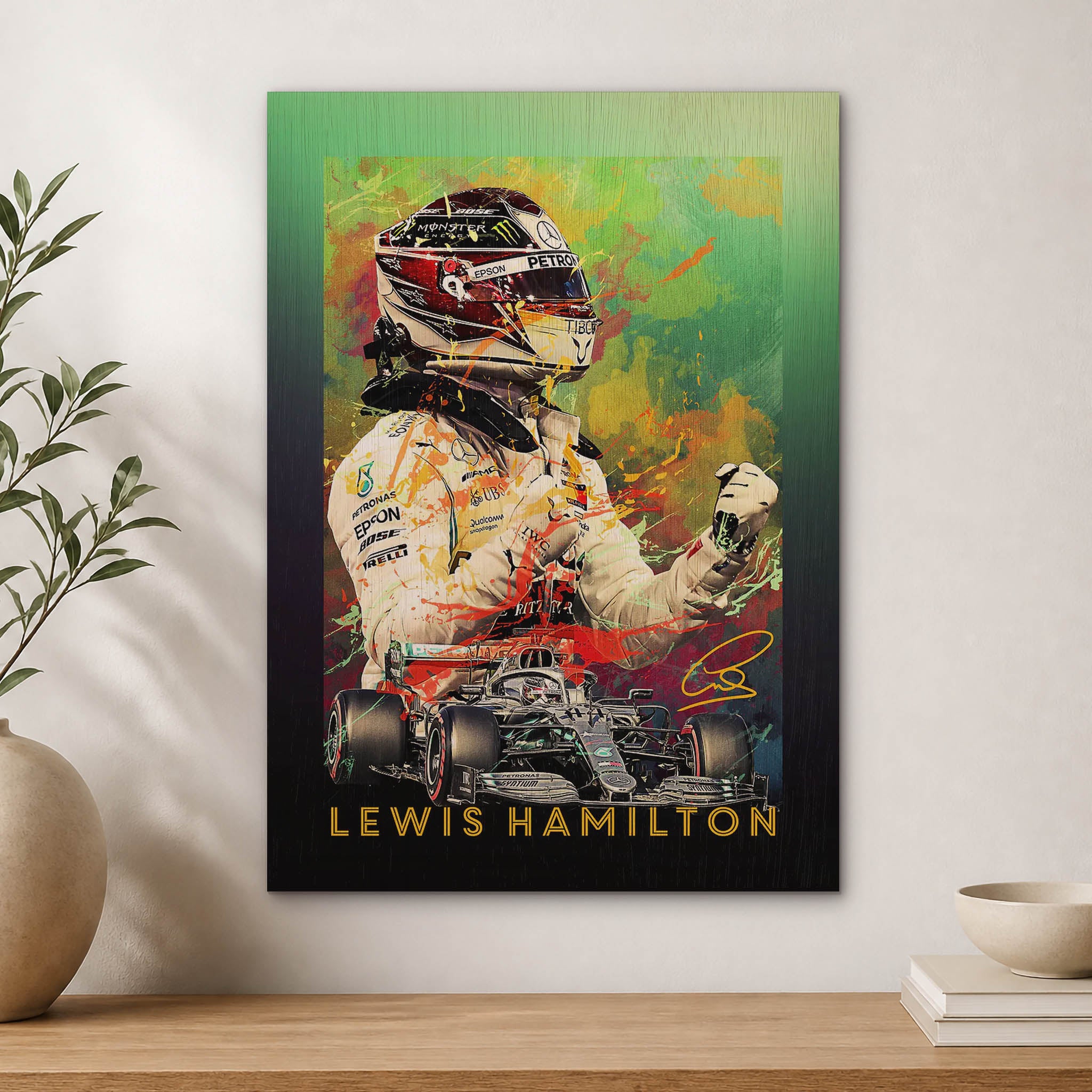Lewis Hamilton Wood Print by OnWood Australia
