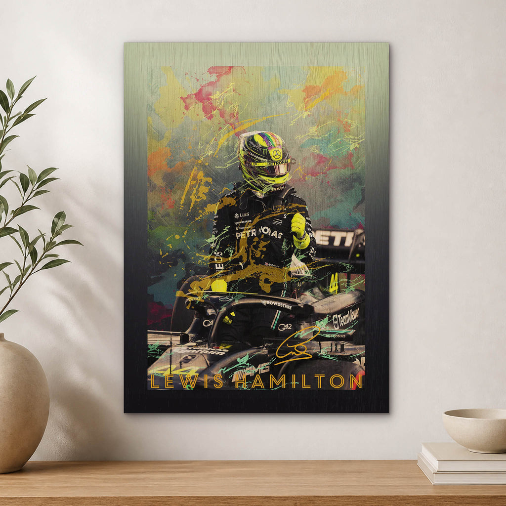 Lewis Hamilton Wood Print by OnWood Australia