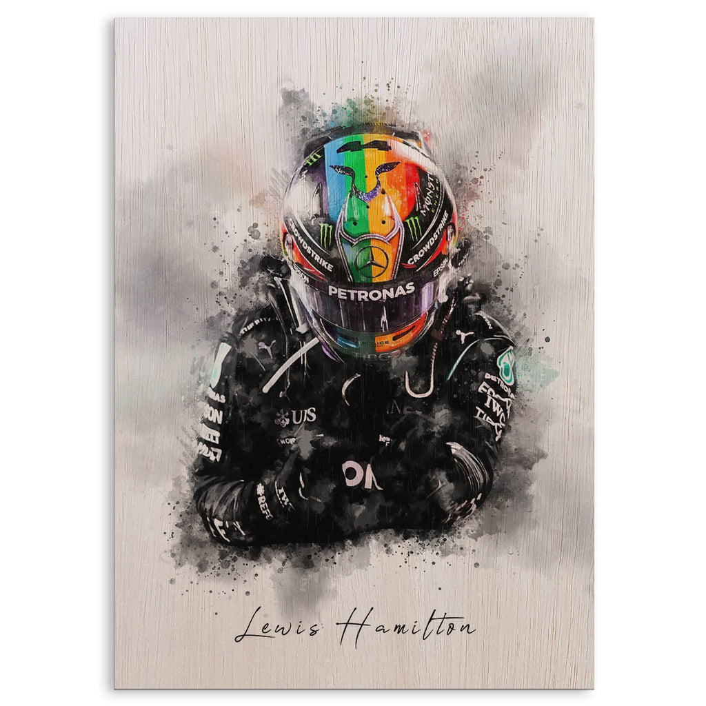 Lewis Hamilton Wood Print by OnWood Australia