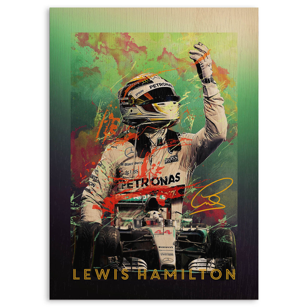Lewis Hamilton Wood Print by OnWood Australia