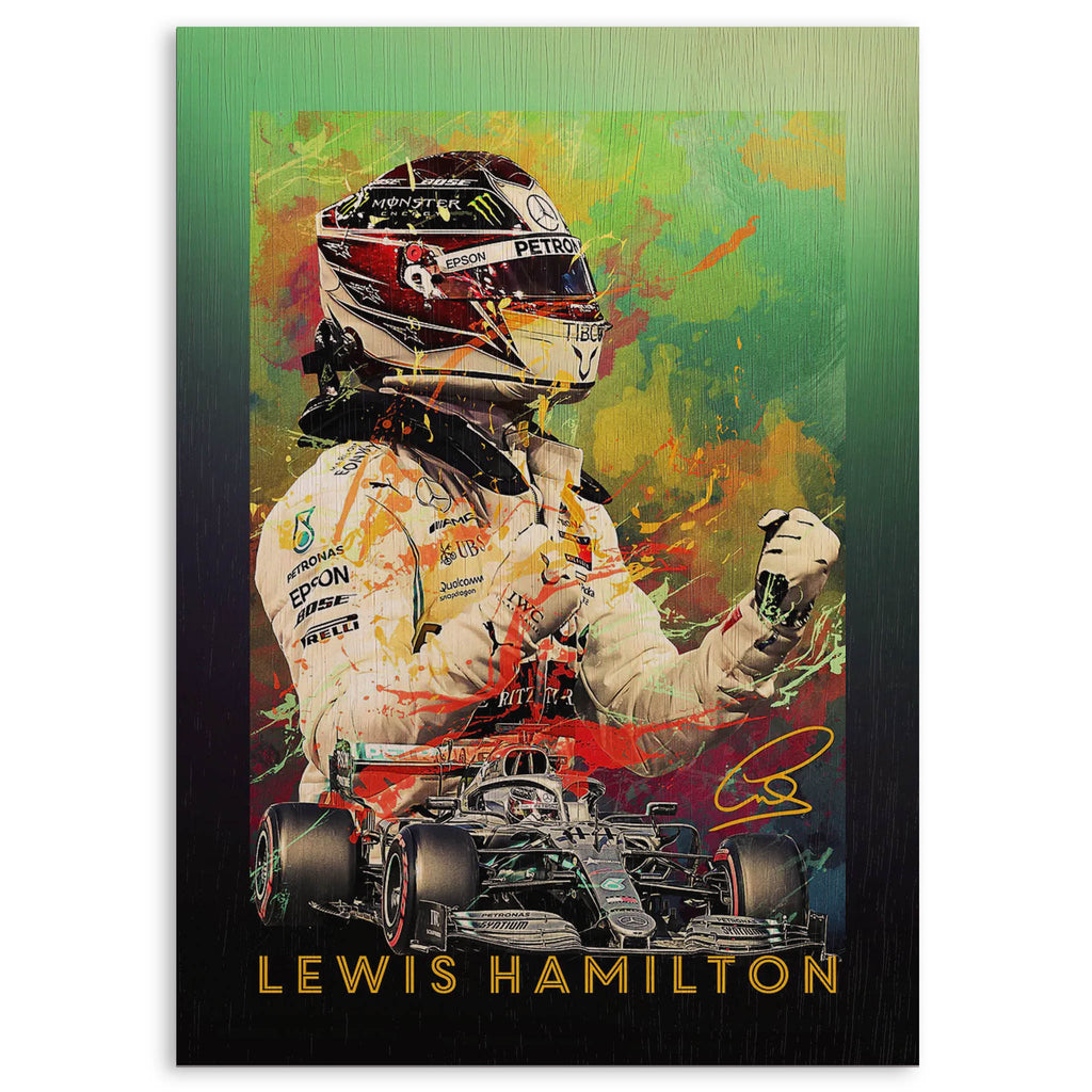 Lewis Hamilton Wood Print by OnWood Australia