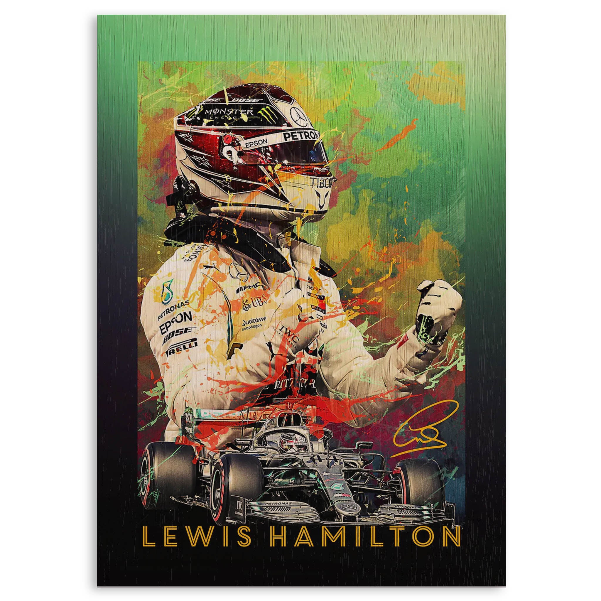 Lewis Hamilton Wood Print by OnWood Australia