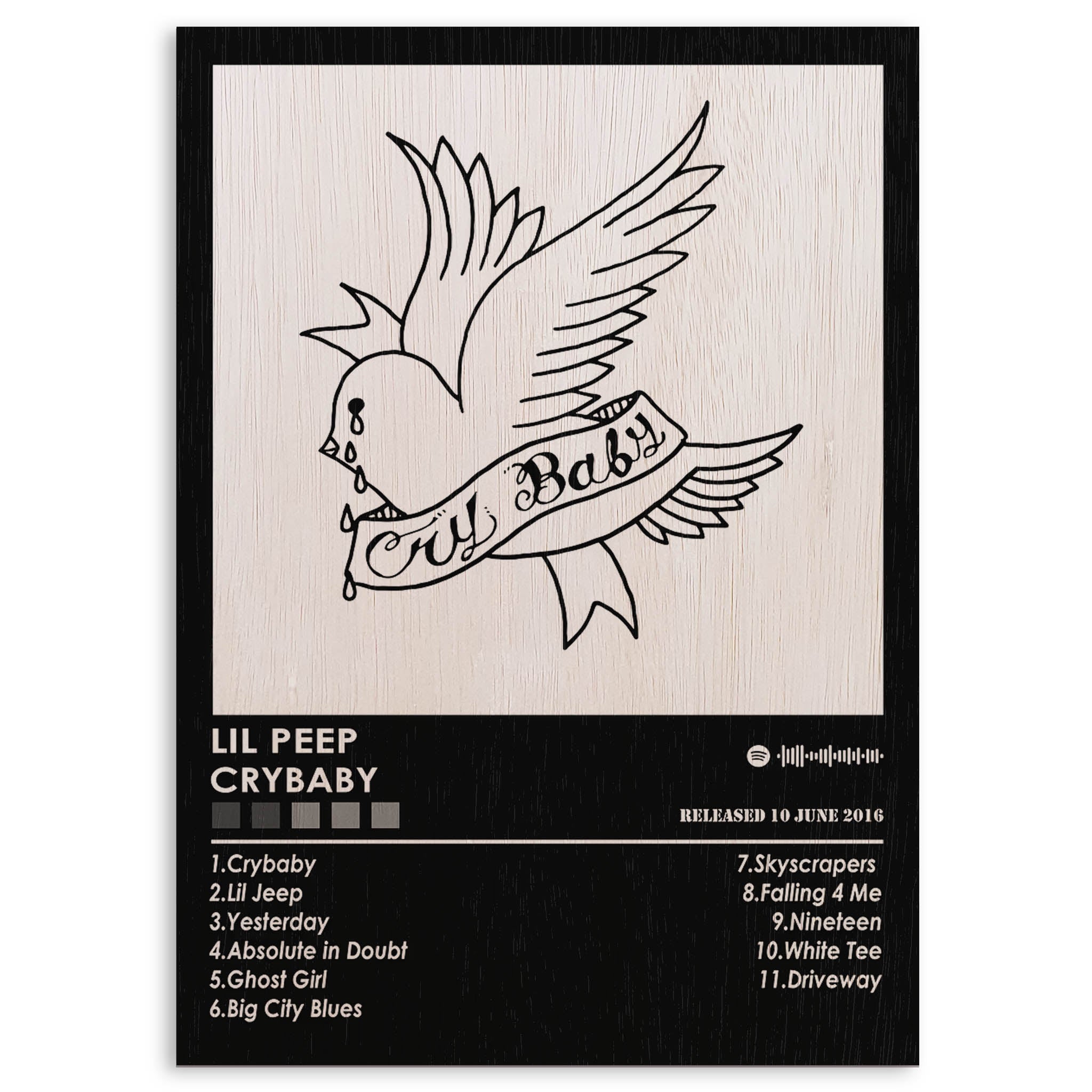 Lil Peep Crybaby Wood Print by OnWood Australia