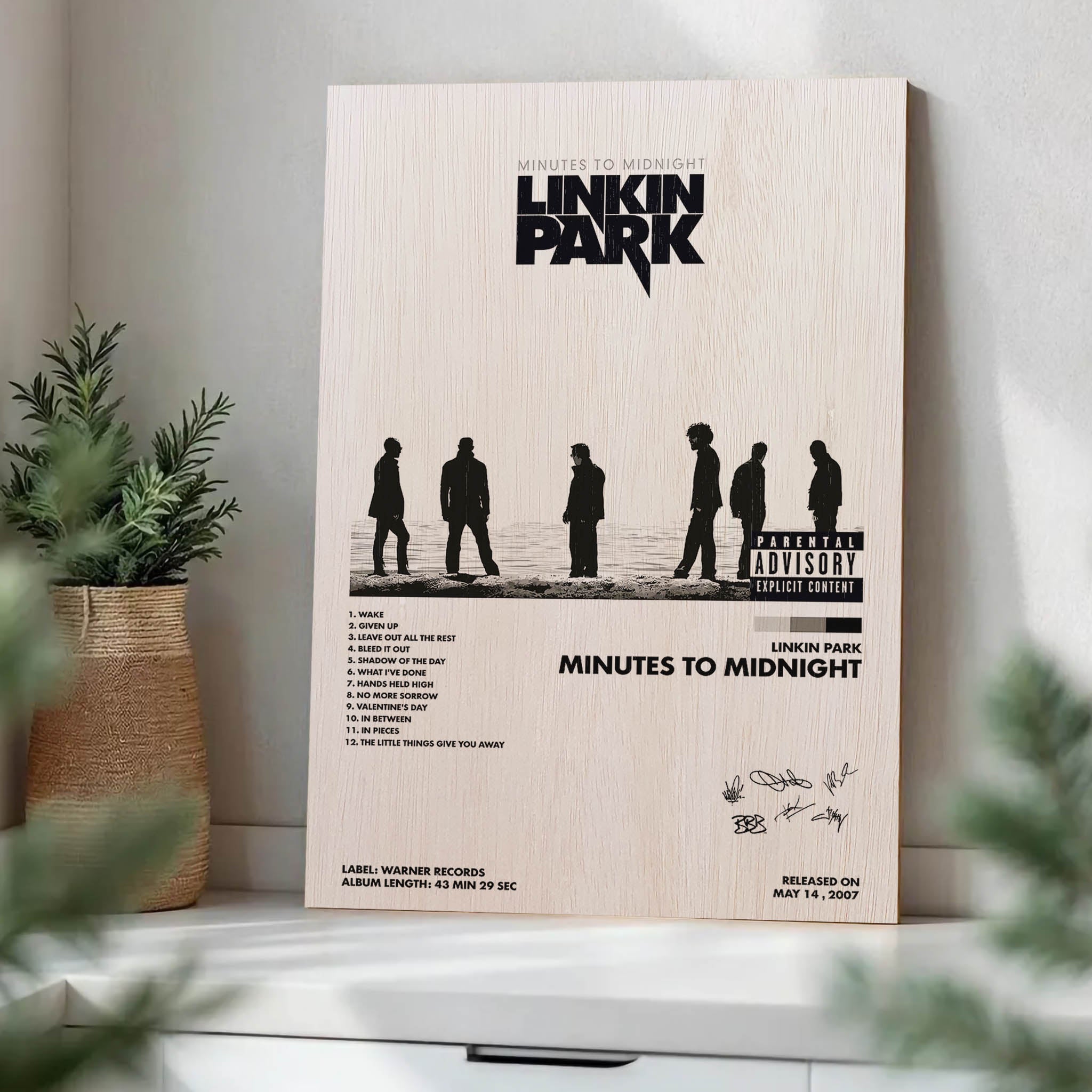 Linkin Park Minutes to Midnight Wood Print by OnWood Australia
