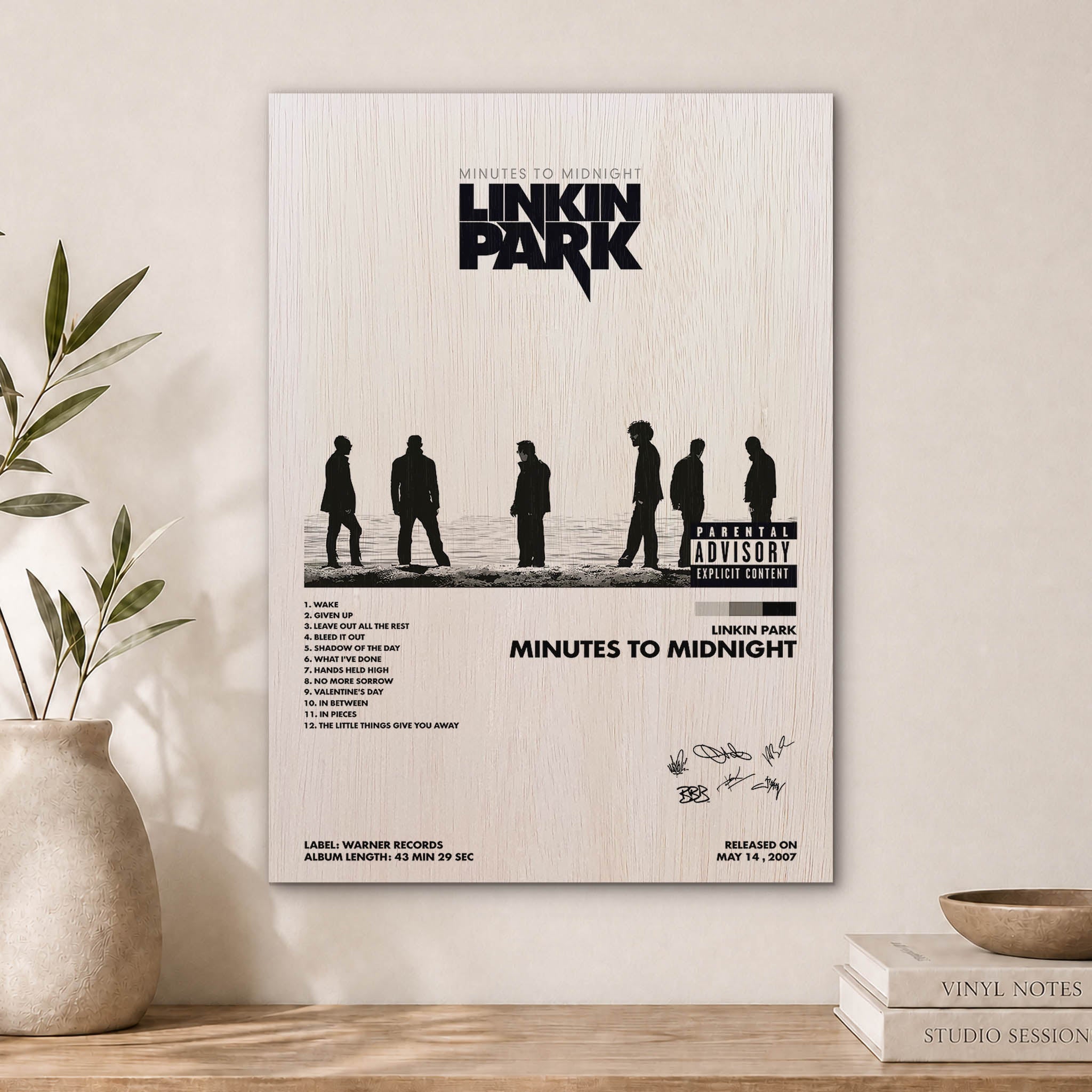 Linkin Park Minutes to Midnight Wood Print by OnWood Australia