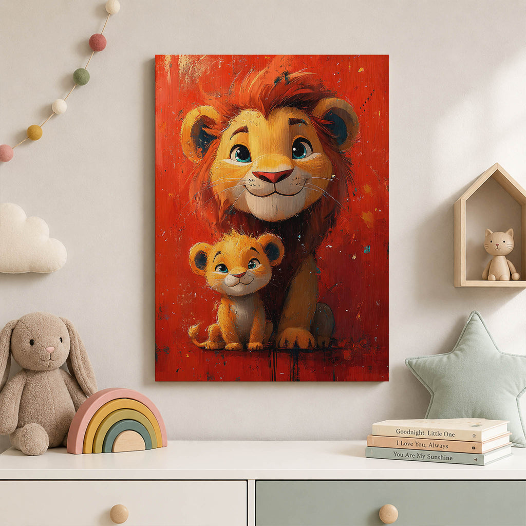 Lion and Cub Wood Print by OnWood Australia