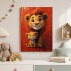 Lion and Cub Wood Print by OnWood Australia