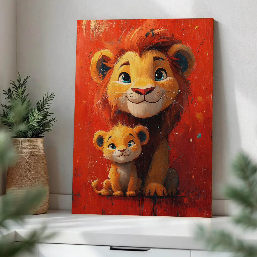 Lion and Cub Wood Print by OnWood Australia