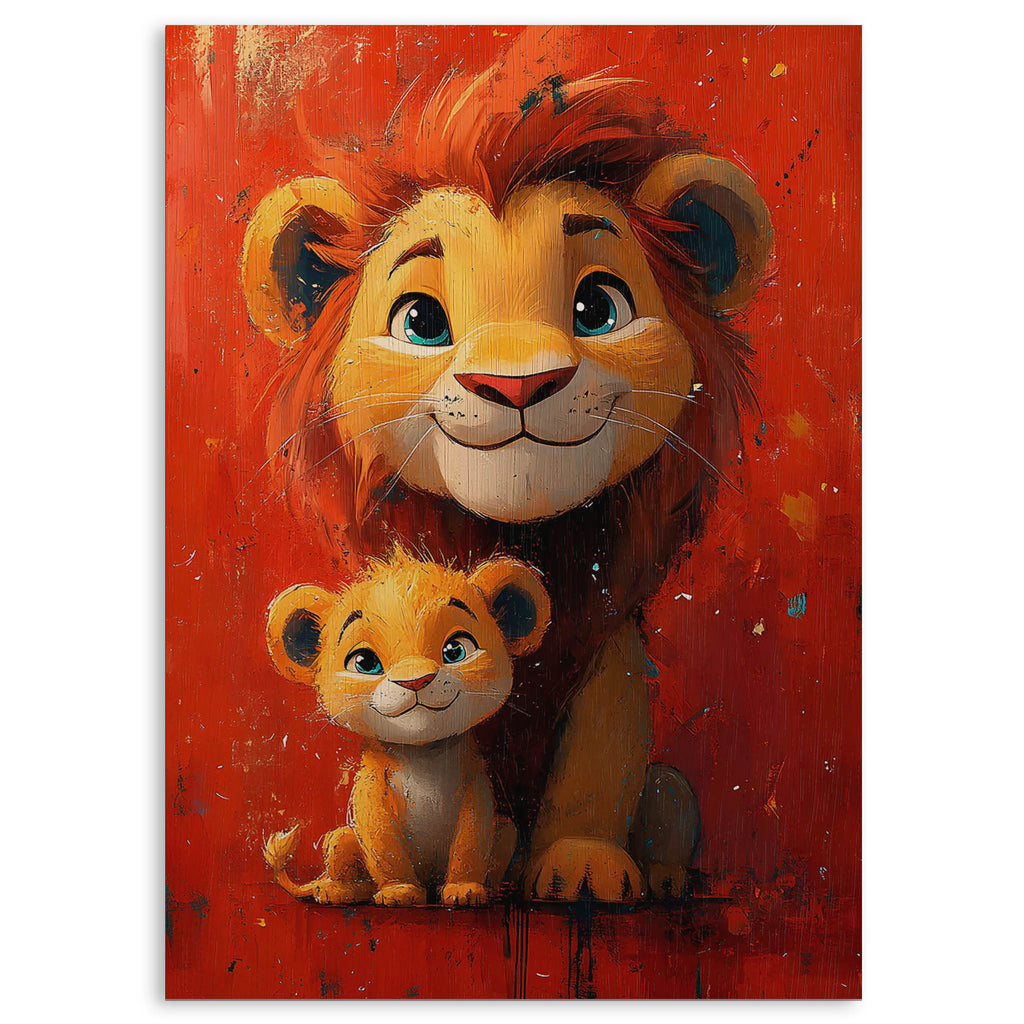 Lion and Cub Wood Print by OnWood Australia