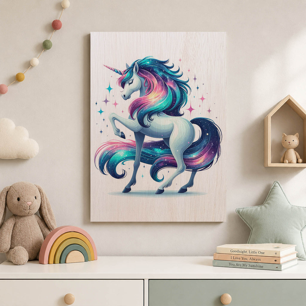 Magical Galaxy Unicorn Wood Print by OnWood Australia