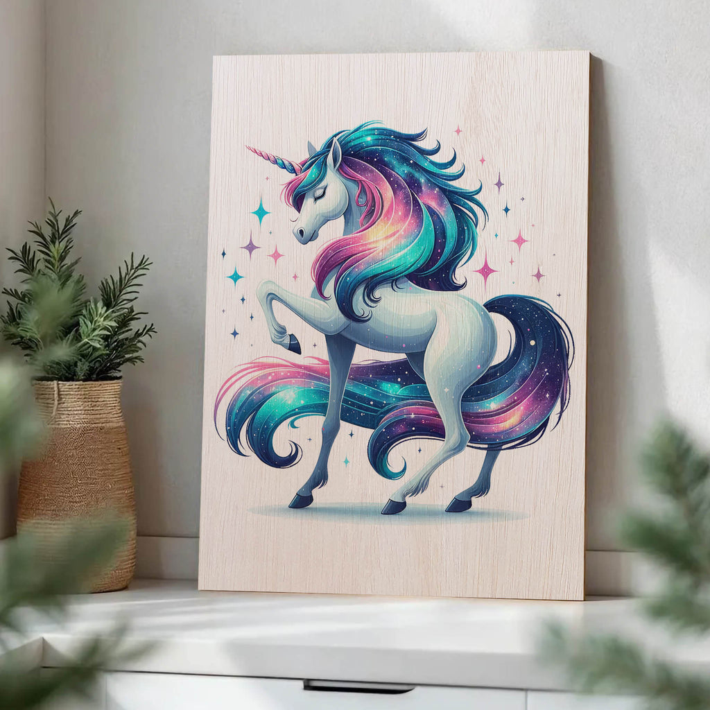 Magical Galaxy Unicorn Wood Print by OnWood Australia