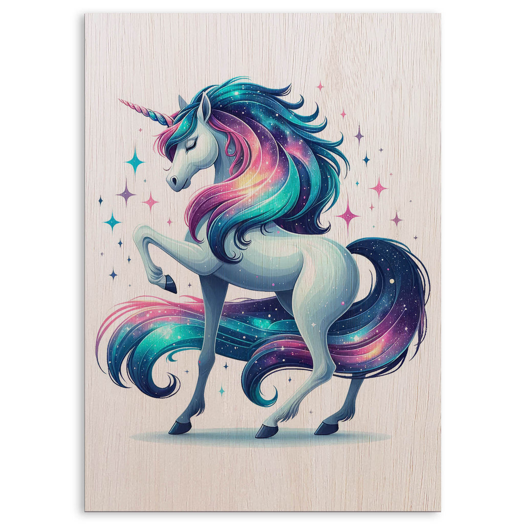Magical Galaxy Unicorn Wood Print by OnWood Australia