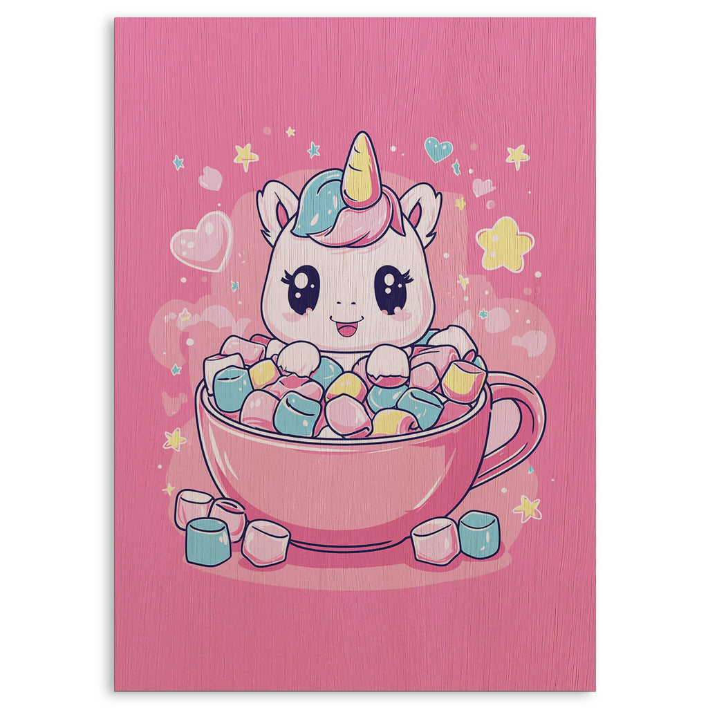 Marshmallow Unicorn Wood Print by OnWood Australia