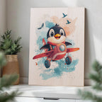 Penguin Pilot Wood Print by OnWood Australia