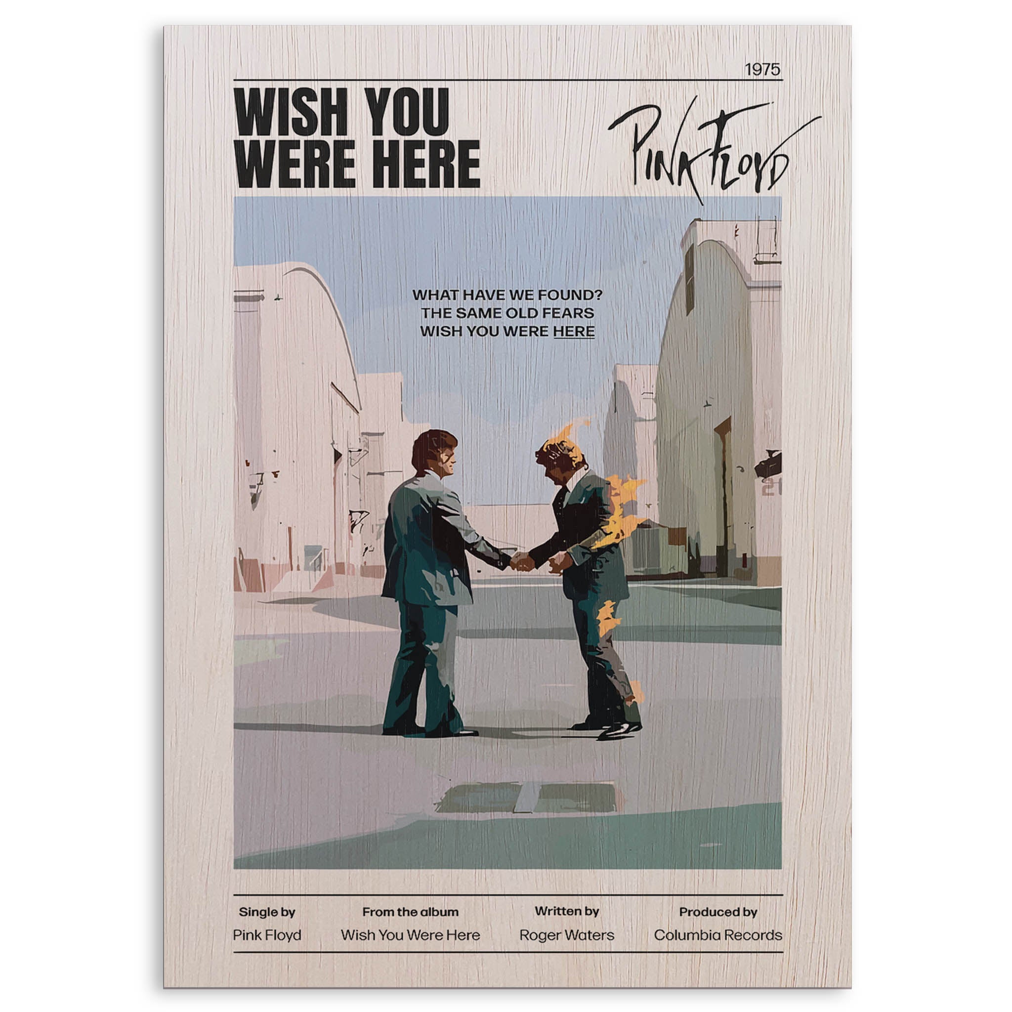 Pink Floyd Wish You Were Here Wood Print by OnWood Australia