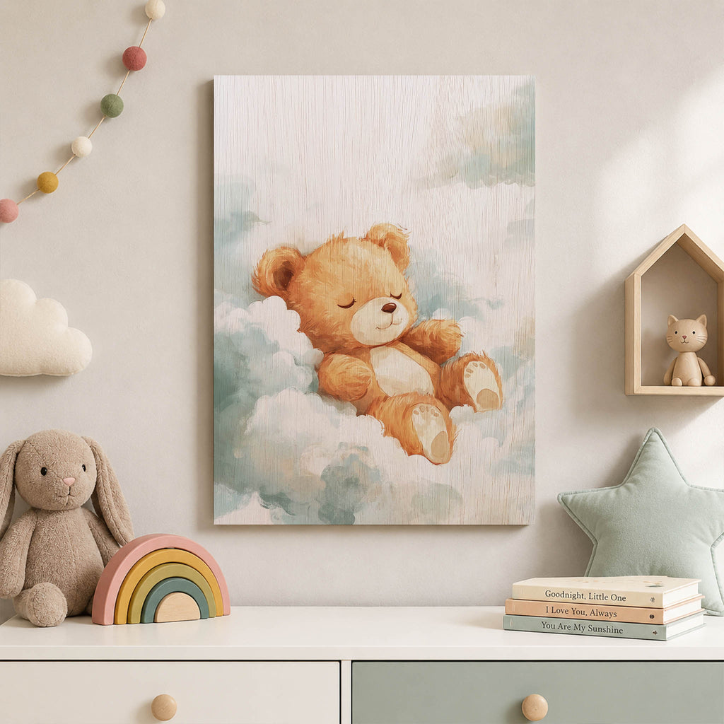 Sleeping Teddy Bear Wood Print by OnWood Australia