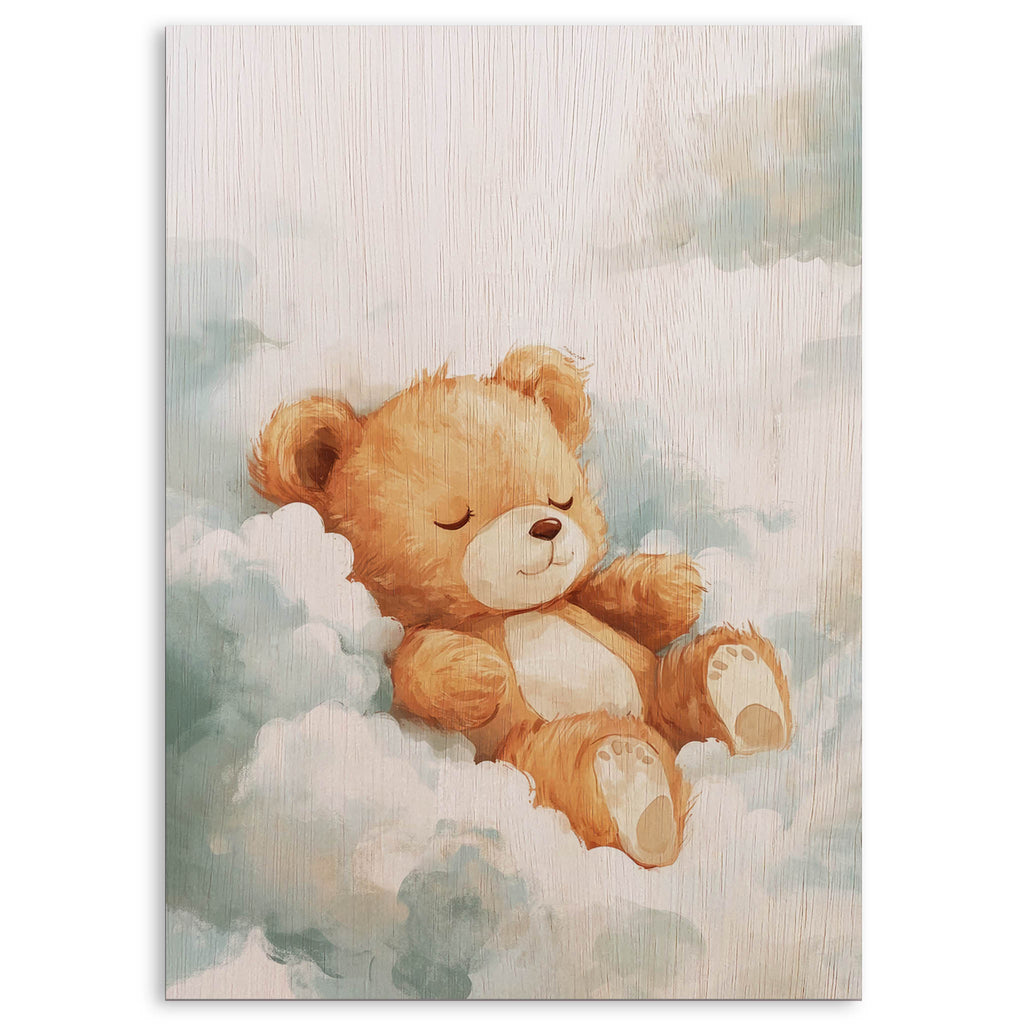 Sleeping Teddy Bear Wood Print by OnWood Australia