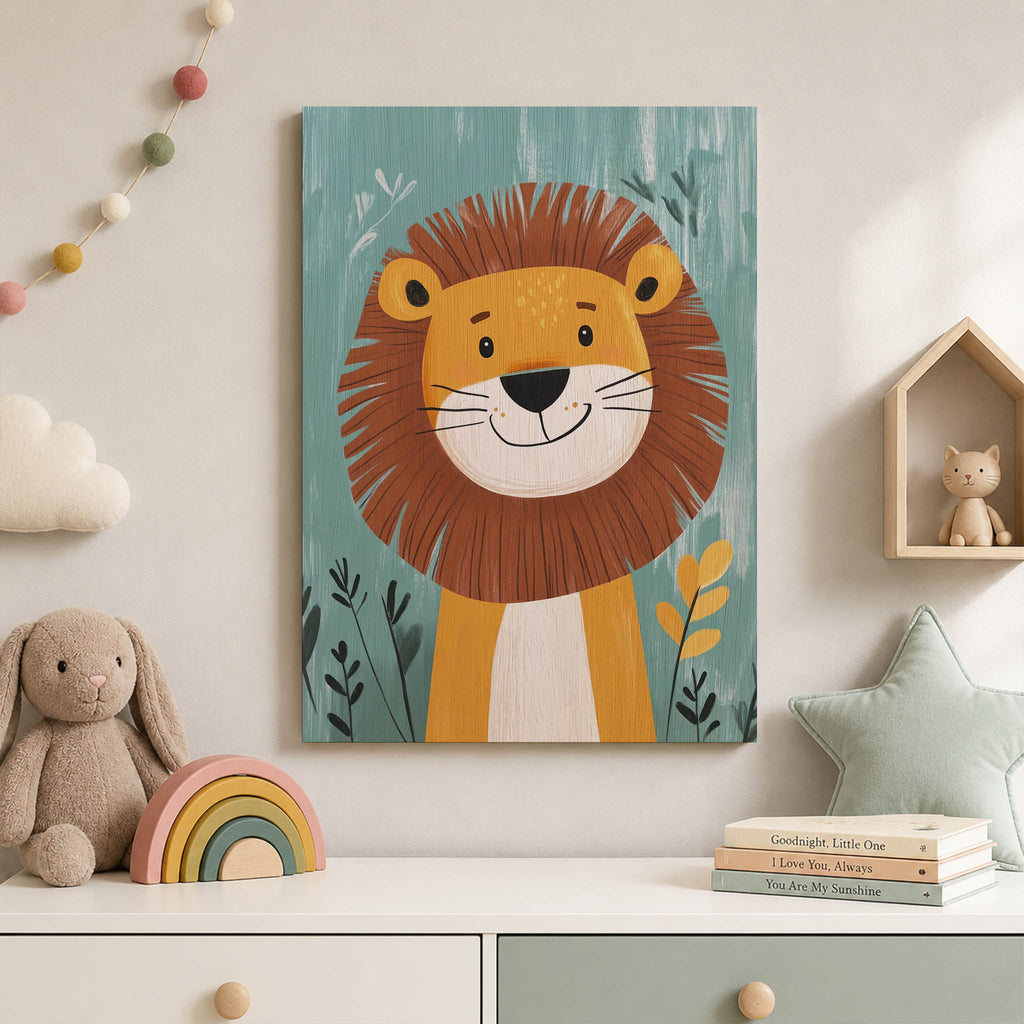 Smiling Lion Wood Print by OnWood Australia