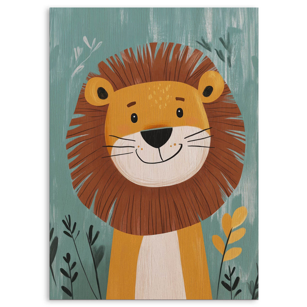 Smiling Lion Wood Print by OnWood Australia