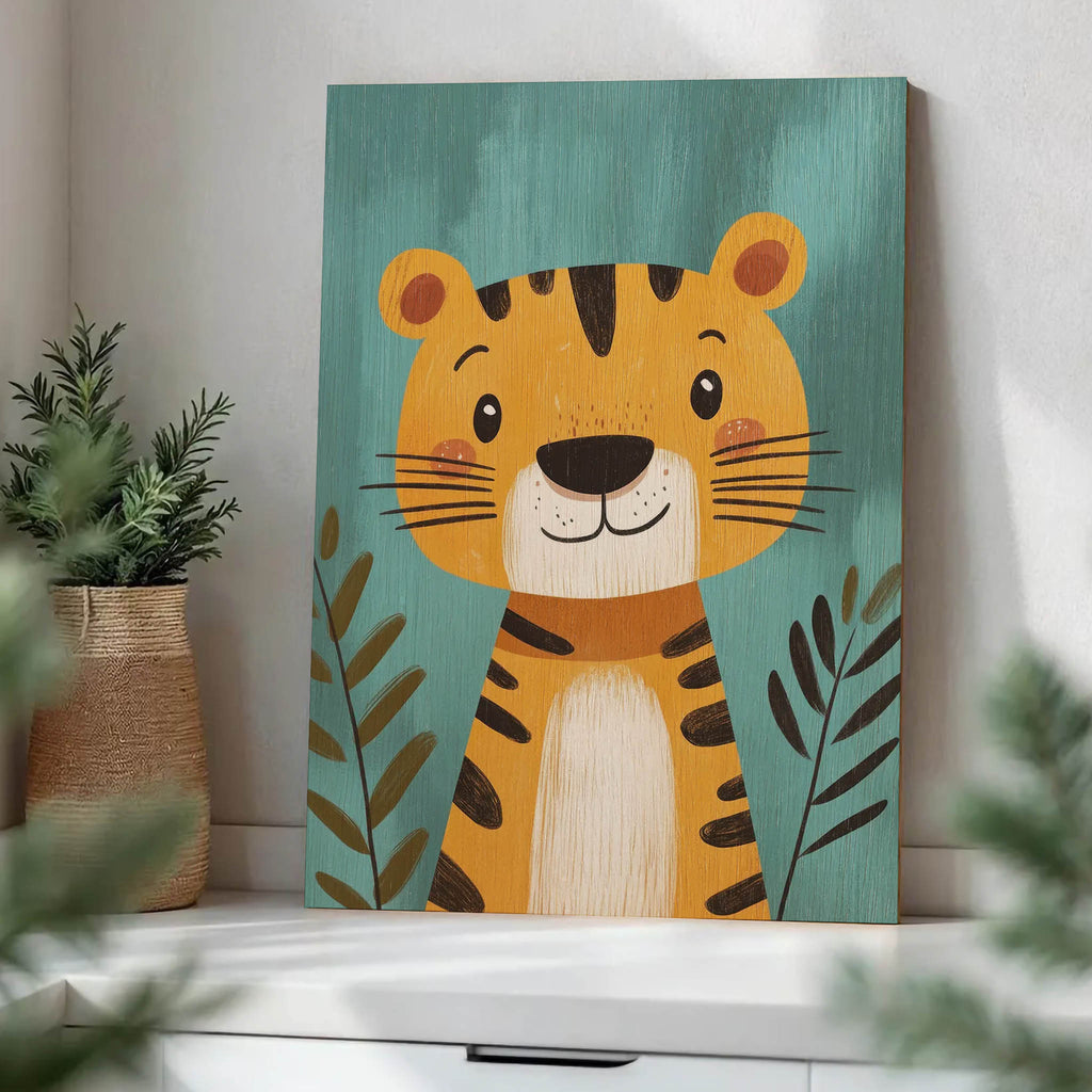 Smiling Tiger Wood Print by OnWood Australia